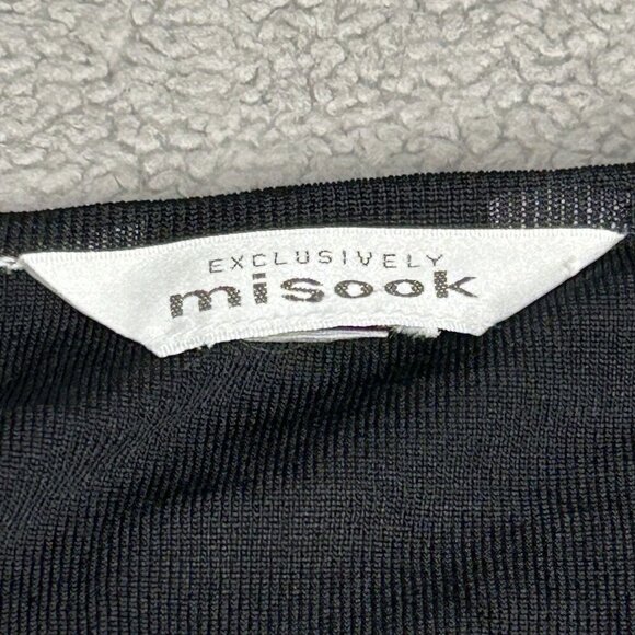 Vintage Exclusively Misook Top Large Acrylic Knit Black White Stripe Liquid Knit - Picture 4 of 11